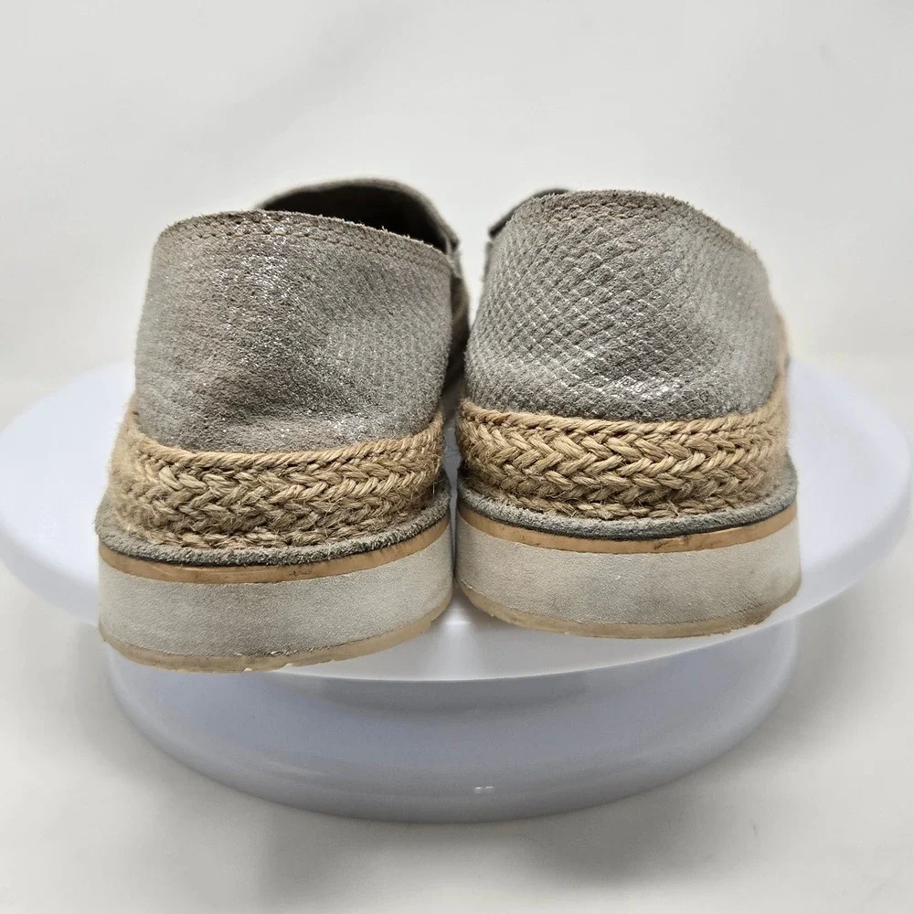 Ariat Cruiser Silver Metallic Snakeskin Espadrille‎ Slip On Shoes 10023044 9B